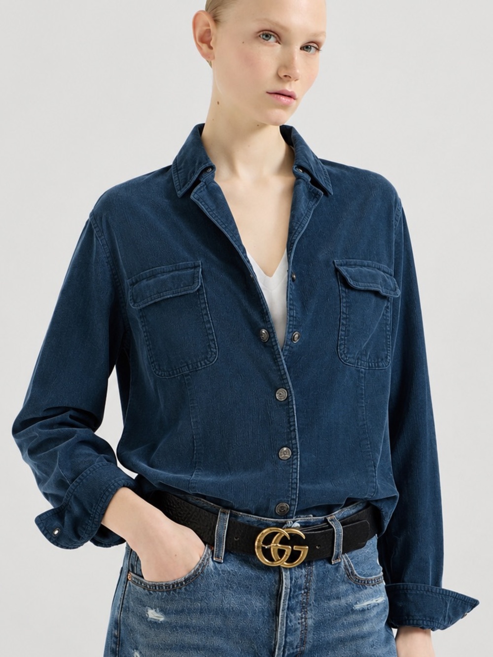 Vintage Evan-Picone Corduroy Fine-Wale SnapFront Collared Short 6